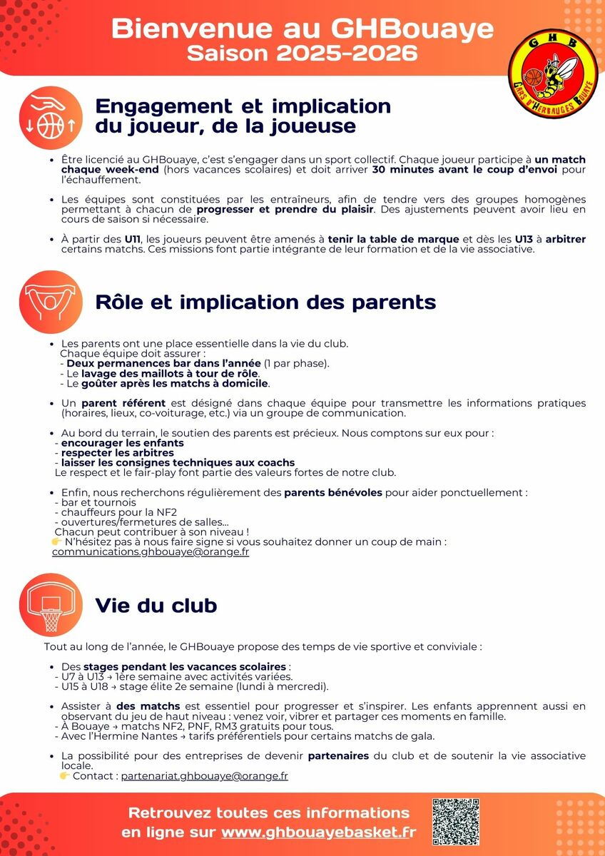 Le guide du joueur, de la joueuse et des parents 2025-2026