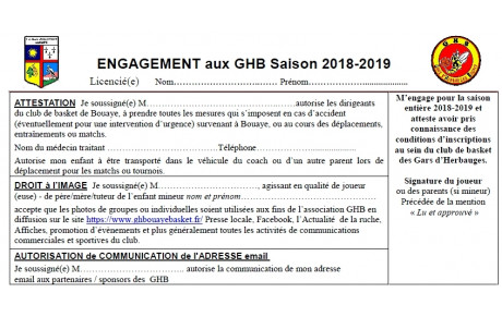 Dates d'inscription saison 2018-2019